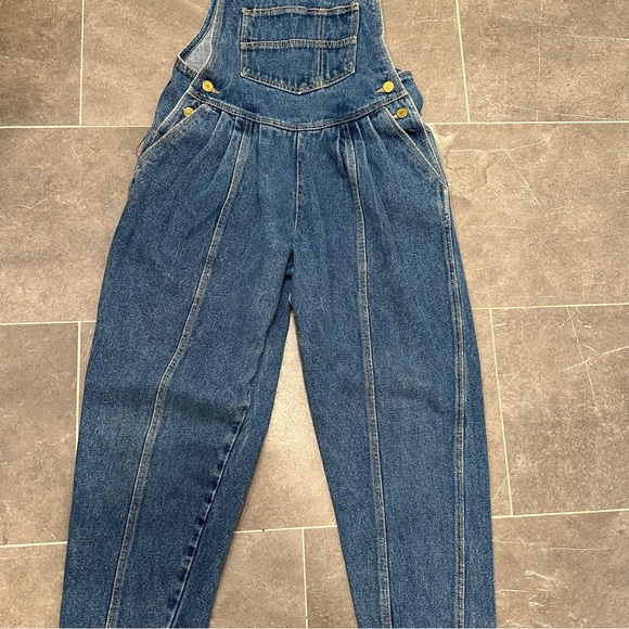 Vintage overalls denim medium wash blue mom jean 90s no stretch - Picture 8 of 13
